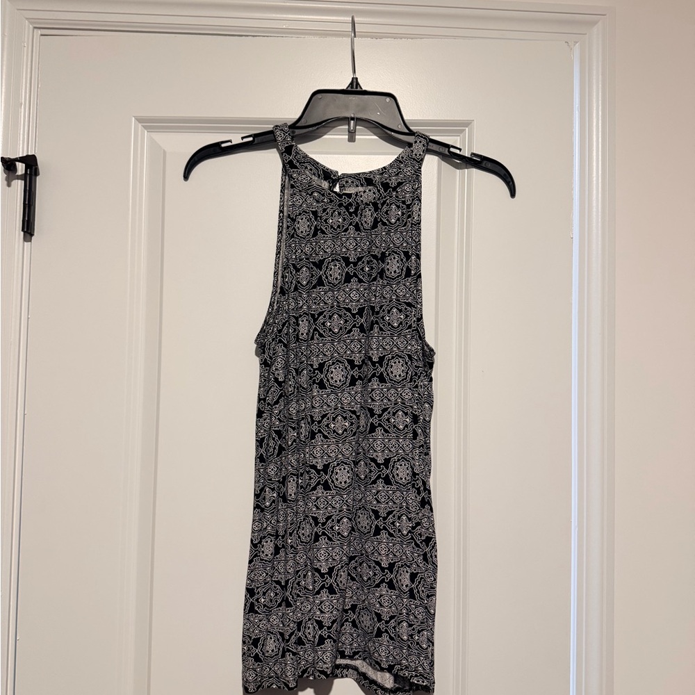 LOFT Black and White Printed High-Neck Tank